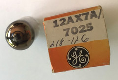 GE 12AX7 7025 Tube Long Gray Plates Top Getter USA Tested Good Vtg w/ Orig Box