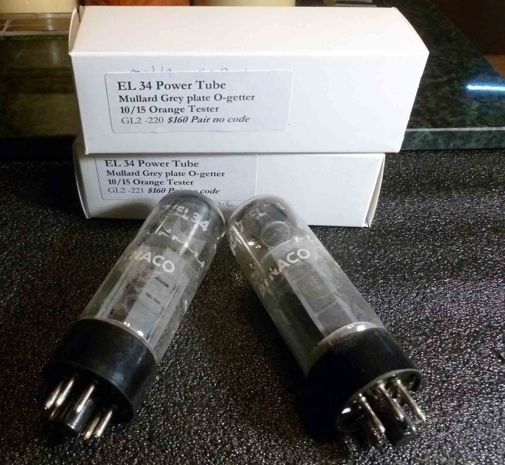 Pair Matsushita made EL34 Power Tubes Strong 10 out of 15 on Orange Tester