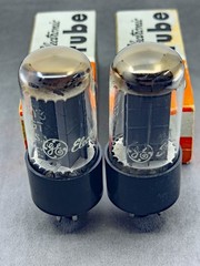NOS GE 5Y3GT Rectifier Tubes Gray Plates Top Ring Getters Tests Strong TV-7B/U