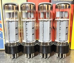 (4) NOS RFT Germany EL34S Tubes W/Factory Test Results G1 Bias, Gm, GL, IKP, VG2