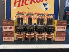 Matched Quad (4) Sylvania 6SN7GTB Black V Plate Tubes 539C&Maxi Test NOS NIB🌊