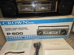 Vintage 1977 Crown P-600 AM/FM/Cassette Boombox Stereo Radio Recorder,Japan,Box