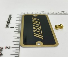Gretsch Guitar Case Logo Badge Gold on Black with Gold Screws