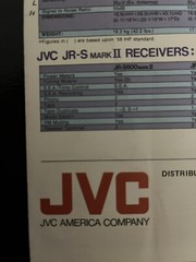 JVC JRS100 JRS200 JRS300 JRS400 JRS600 MARK II STEREO RECEIVER BROCHURE JO1278