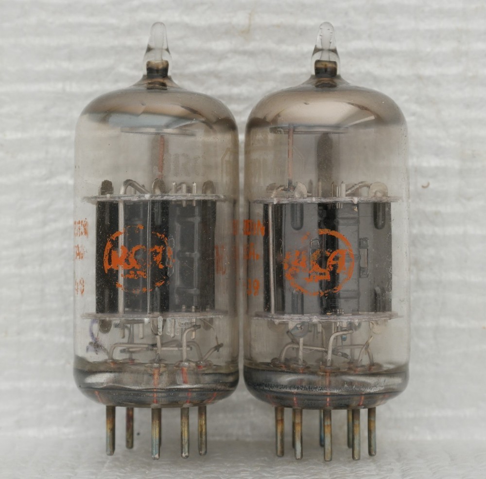 Matched Pair of RCA JRC 5814A/12AU7/ECC82 Vacuum Tubes : Black Plate