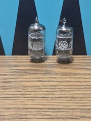 12AX7 ECC83 GE Tube Pair Gray Plate O Get Guitar Tube Amp TV7 Tested Strong 87%