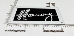 Harmony Amplifier Badge White Aluminum Custom Reproduction with Screws