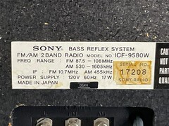Sony ICF-9580W Bass Reflex System FM/AM 2 Band Radio