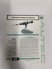 Original Vtg Altec 684B Professional Omnidirectional Microphone Spec Sheet (A3)