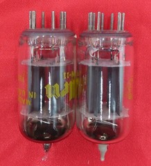 1958 Sylvania 12AU7 PLATINUM PLUS GRADE D Getter Preamp Tubes Matched Pair ECC82