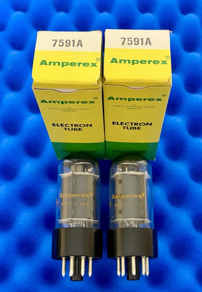 TWO Amperex 7591A Tubes / Amplitrex Tested / 90% Gm / Within 1% Gm Matched