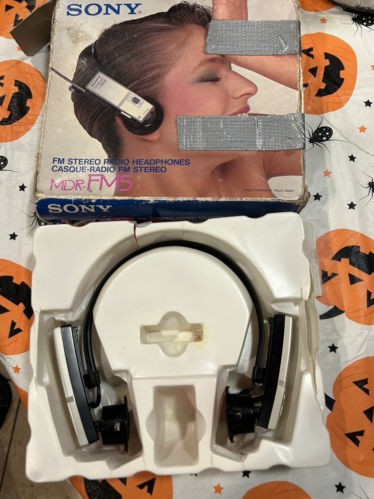 VINTAGE SONY MDR-FM5 Headphones HEADBAND Stereo RADIO JAPAN In Box RARE Tested