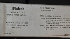 Legendary McIntosh MC2100 Solid State Power Amplifier Autoformer Sound Rare!