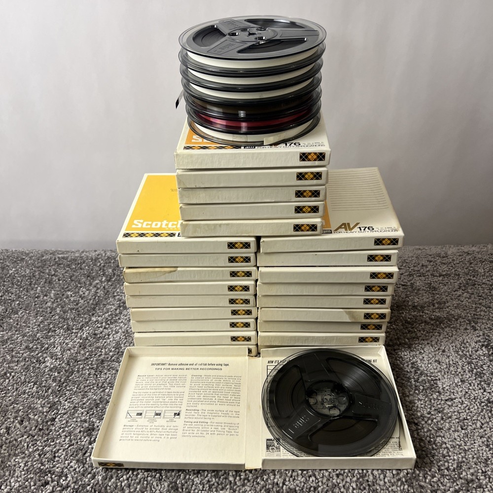 Vintage Reel to Reel Tape Lot 30 Scotch AV176 Reels ~18,000’ Untested Heavy Duty