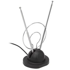 Telescopic FM Antenna Stereo Radio Receiver Indoor Rabbit Ears with 75 Ohm Wire