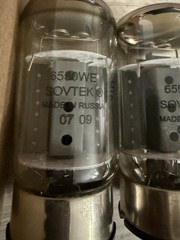 Date & Gm Matched Pair Sovtek 6550 WE 2007 Welded, Dual O Getters Russian Tanks