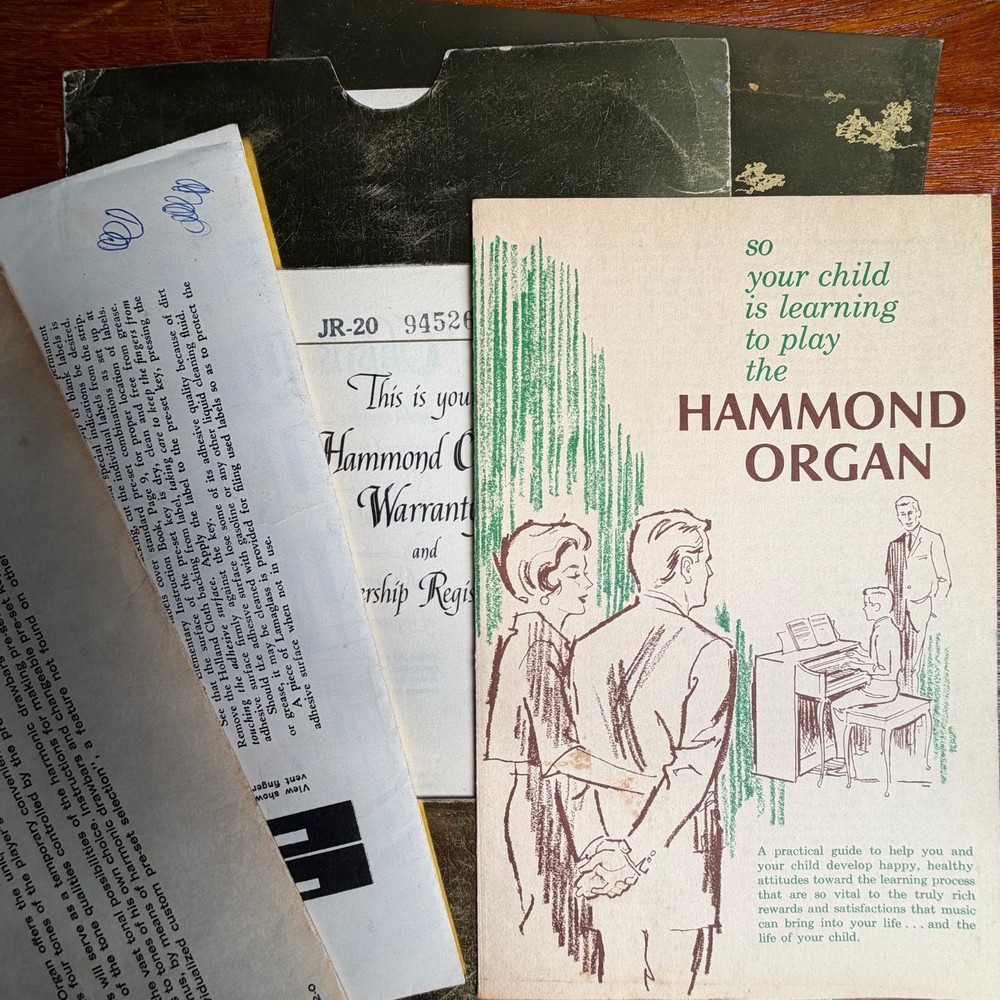 VINTAGE HAMMOND ORGAN BROCHURE PRESETS LETTERS AND WARRANTY SLIPS