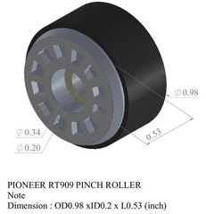 Pioneer RT-909 Pinch Roller (Single)– Red Color –Precision Replacement–1Yr WRT