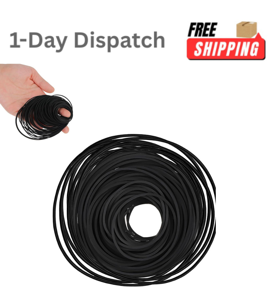 Sliverdew 50 Pcs Recorder Rubber Belts 40-135mm Flat Cassette Repair Belt 1mm