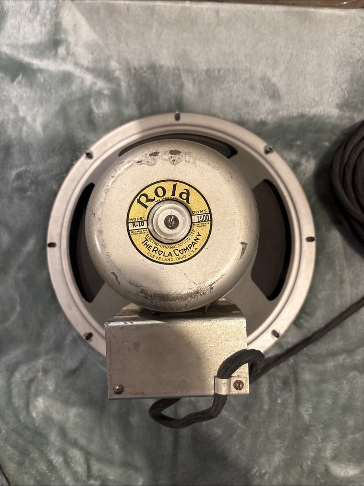 Vintage Rola K10 K-10 Speaker Driver 1500 Ohm Electrodynamic 10″ Long Plug Cord