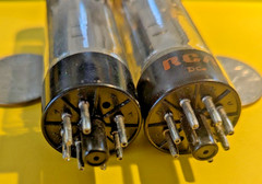 2 Mullard EL34/6CA7 GT Tubes Copper Posts O SINGLE Getter for RCA Brown Base XF2