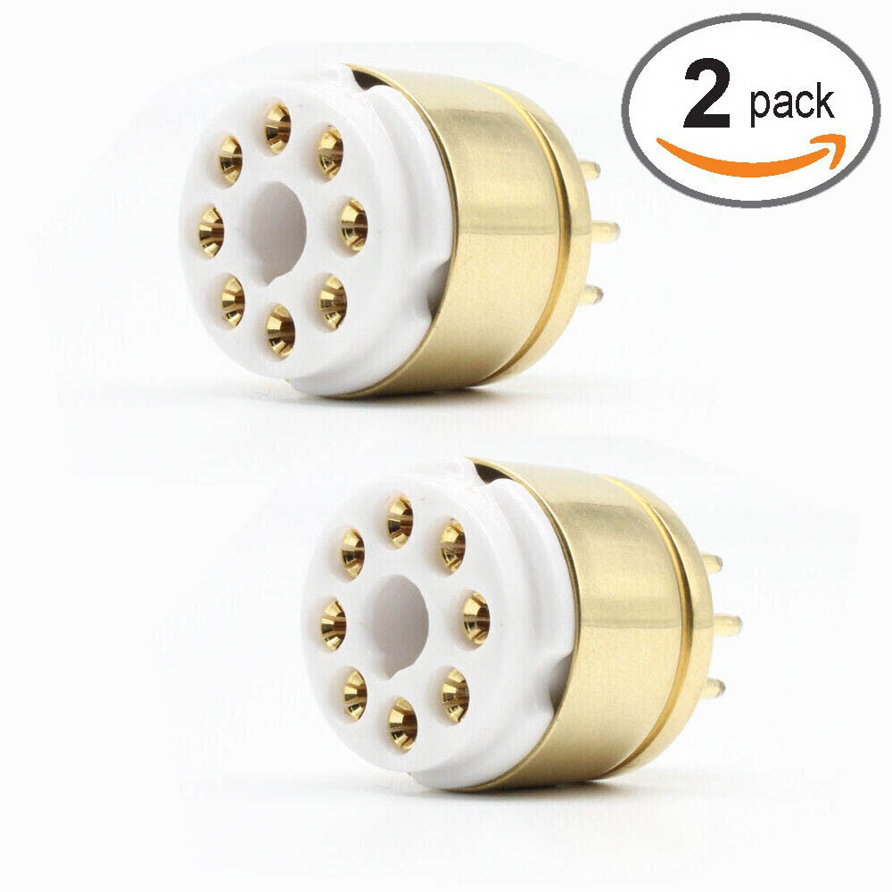 For EL34 KT88 6550 6L6 6CA7 5U4G 5Z3 274B 6F8G Golden 8Pin Octal Socket Saver 2x