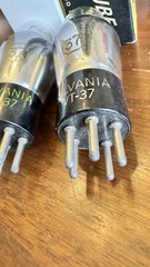 Pair Type VT 37 ST Bottle Globe Black Plate Power Tubes Sylvania SC251A SC966P