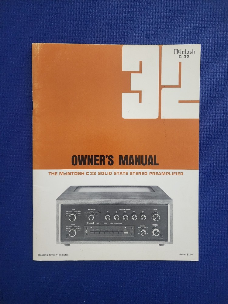 MCINTOSH C32 Owner’s Manual – ORIGINAL