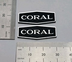 Coral Speaker Badge Logo Emblem Premium Silver Pair With Self Stick Adhesive