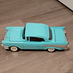 Chevrolet 57 Chevy Video Cassette Rewinder Blue Car Shaped DC 12V 200mA Taiwan