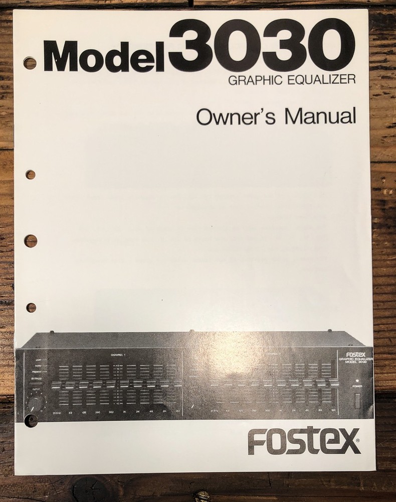 Fostex Model 3030 Graphic Equalizer Owners / User Manual *Original*