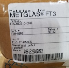 Proterial Metglas FT3 F3CC0125 HMG Finemet Ferrite Cut C-Core