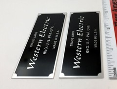 Western Electric Badge Logo Custom Made Aluminum PAIR Silver or Gold