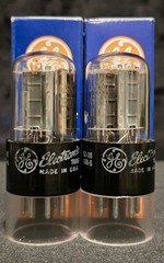 GE 6SN7 GTB 1962 WHITE LABEL CHROME SIDED HALO TALL BLACK BASE MATCHING SET