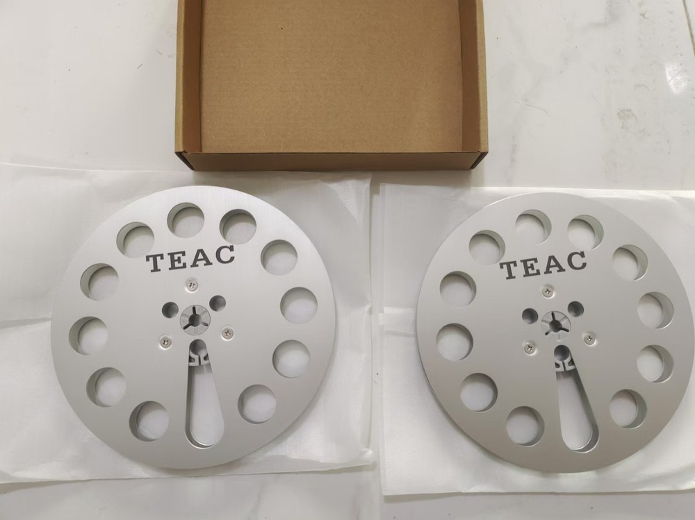 One Pair Silvery TAPE REEL TEAC 7” inch Light Metal Aluminum Take Up Reel