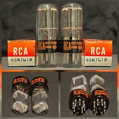 RCA 6SN7 GTB TUBE 1968 GLOW TOPS 2 HOLE TOUGH DOGs TALL BOTTLE MATCHING SET NIB