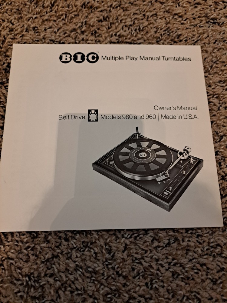 BIC Manual Turntables 980 + 960 OWNER’S MANUAL 1976, Multiple Play Belt Drive