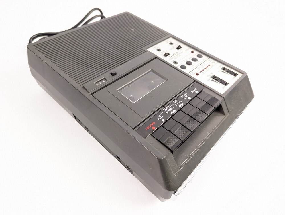 Sharp Cassette Recorder RD-771AV AC Cord Portable Tape Deck Gray Vintage Unit