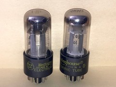 1960 Westinghouse 6SN7GTB ECC33 Tall Bottle Tubes, Matched Pair, Tested, NOS/NIB