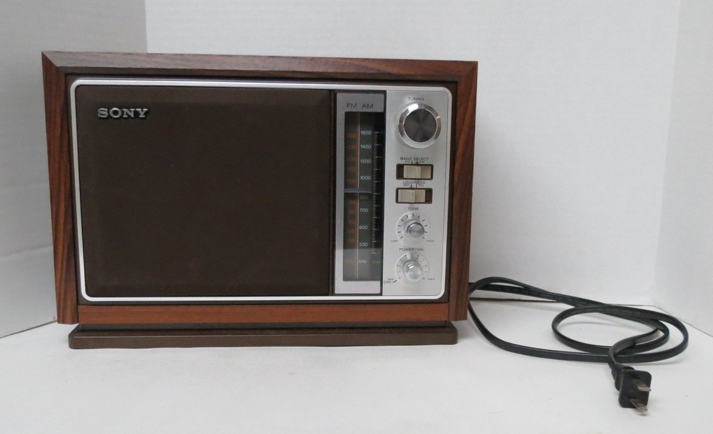 Vintage Sony ICF-9740W Radio AM FM Table Top Mid Century Simulated Wood Tested