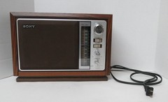 Vintage Sony ICF-9740W Radio AM FM Table Top Mid Century Simulated Wood Tested