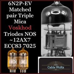 Voskhod (2) 6N2P-EV Matched pair Triple Mica Triodes NOS ~12AX7 ECC83 7025 6CC41