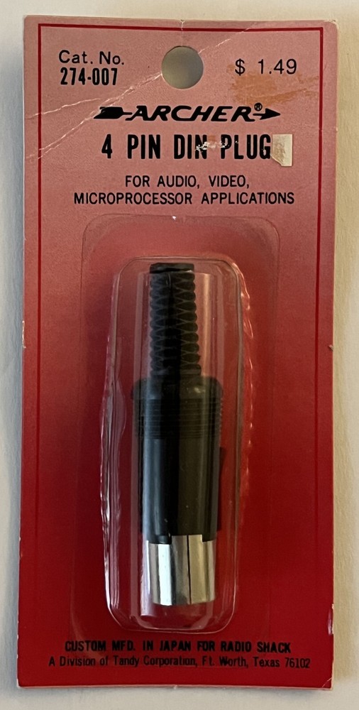 Radio Shack 4 Pin DIN Plug 274-007 Tandy Archer 🔥NEW NOS💥