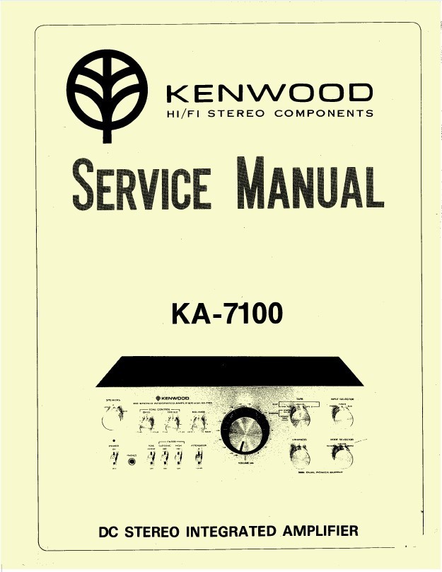 Kenwood KA-7100 Amplifier Service & Operators Manuals (KA7100)