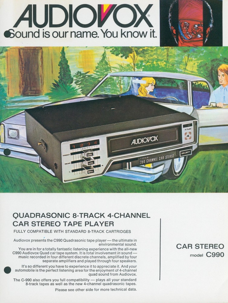 1972 Audiovox C990 Quadrasonic 8-Track Player Glossy Dealer Brochure HiFi Audio