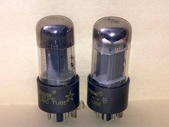 1960 Westinghouse 6SN7GTB ECC33 Tall Bottle Tubes, Matched Pair, Tested, NOS/NIB