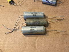 3 NOS Vintage .47 uf 400v Astron Vitamin Q Capacitors TEST GOOD Glass-Sealed PIO