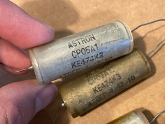 3 NOS Vintage .47 uf 400v Astron Vitamin Q Capacitors TEST GOOD Glass-Sealed PIO