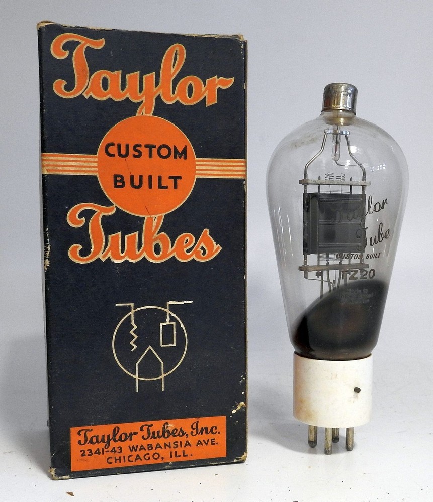 NOS BOXED TAYLOR TZ-20 / TZ20 BLACK PLATE 40 WATT ZERO BIAS AUDIO TRIODES