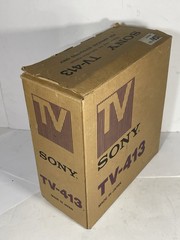 Vintage Sony TV 413 Mini Black & White FM/AM Television + Box & Power Supply